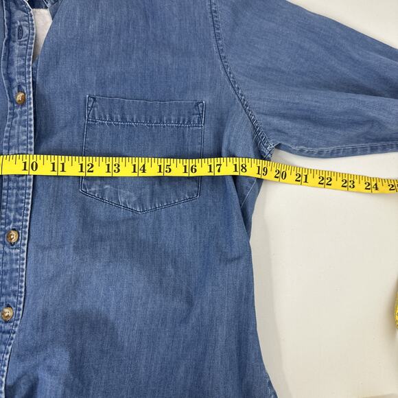 Pendleton Shirt Womens Small Blue Vintage Chambray Denim Button Country Patch - Picture 8 of 12